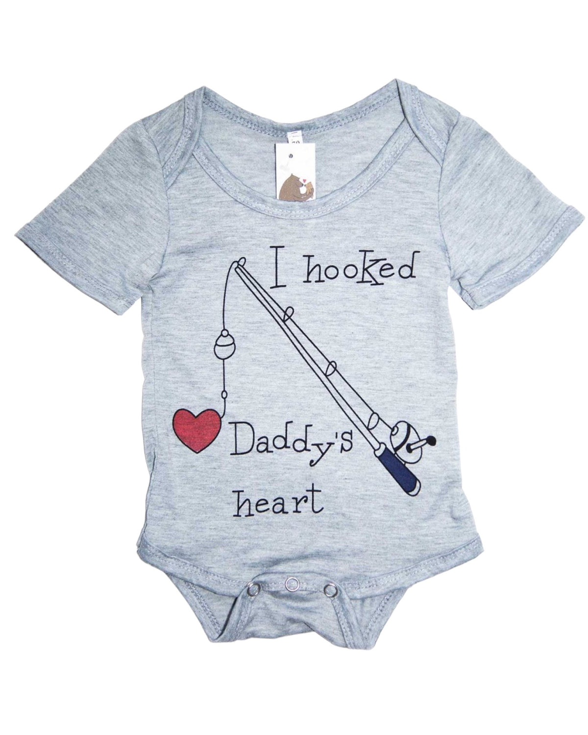 I Hooked Daddy's Heart Onesie - Gray