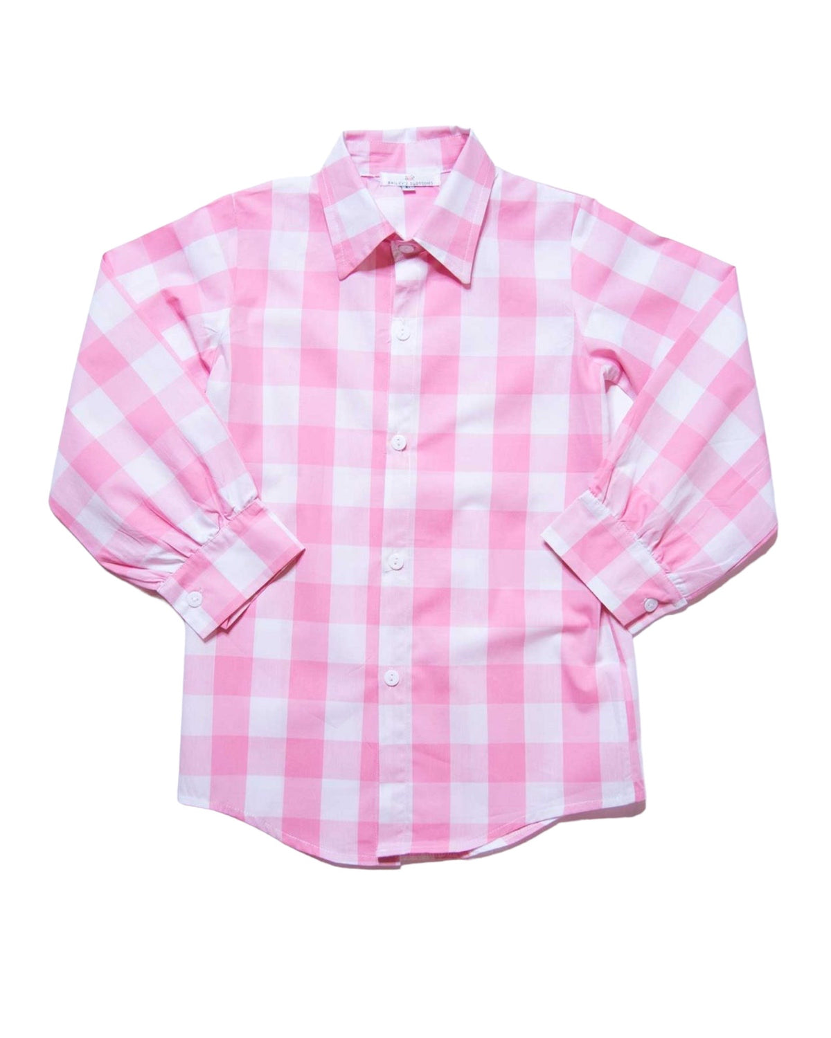 Pink And White Gingham Checked Button-up Shirt.