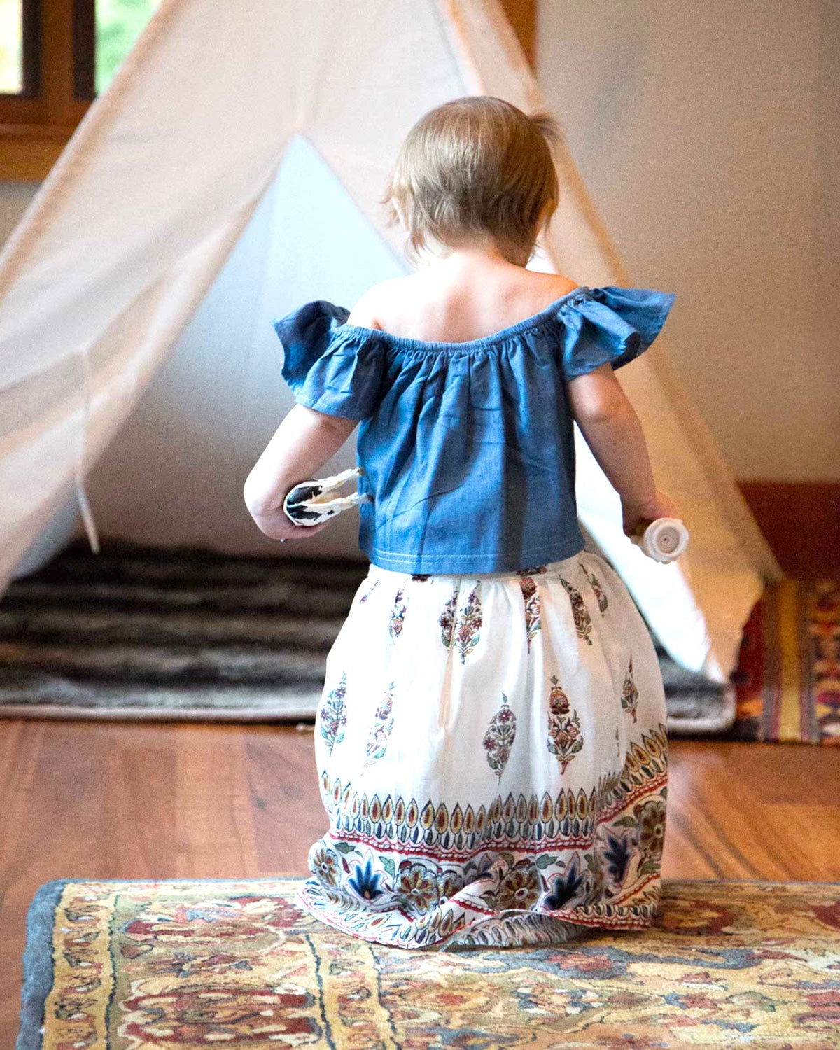 Bohemian Pleated Maxi Skirt