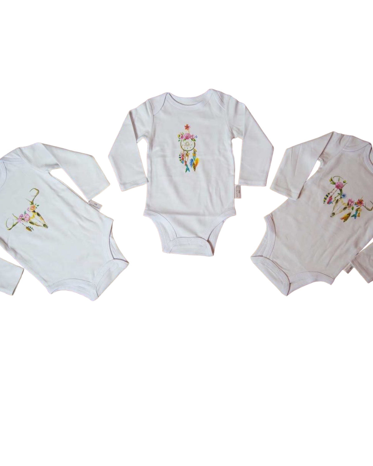 Sweet Boho Print Onesies - A Set Of 3.