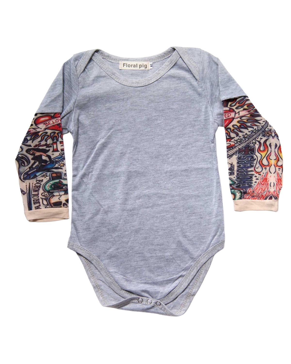 Grey Tattoo Long-Sleeve Onesie
