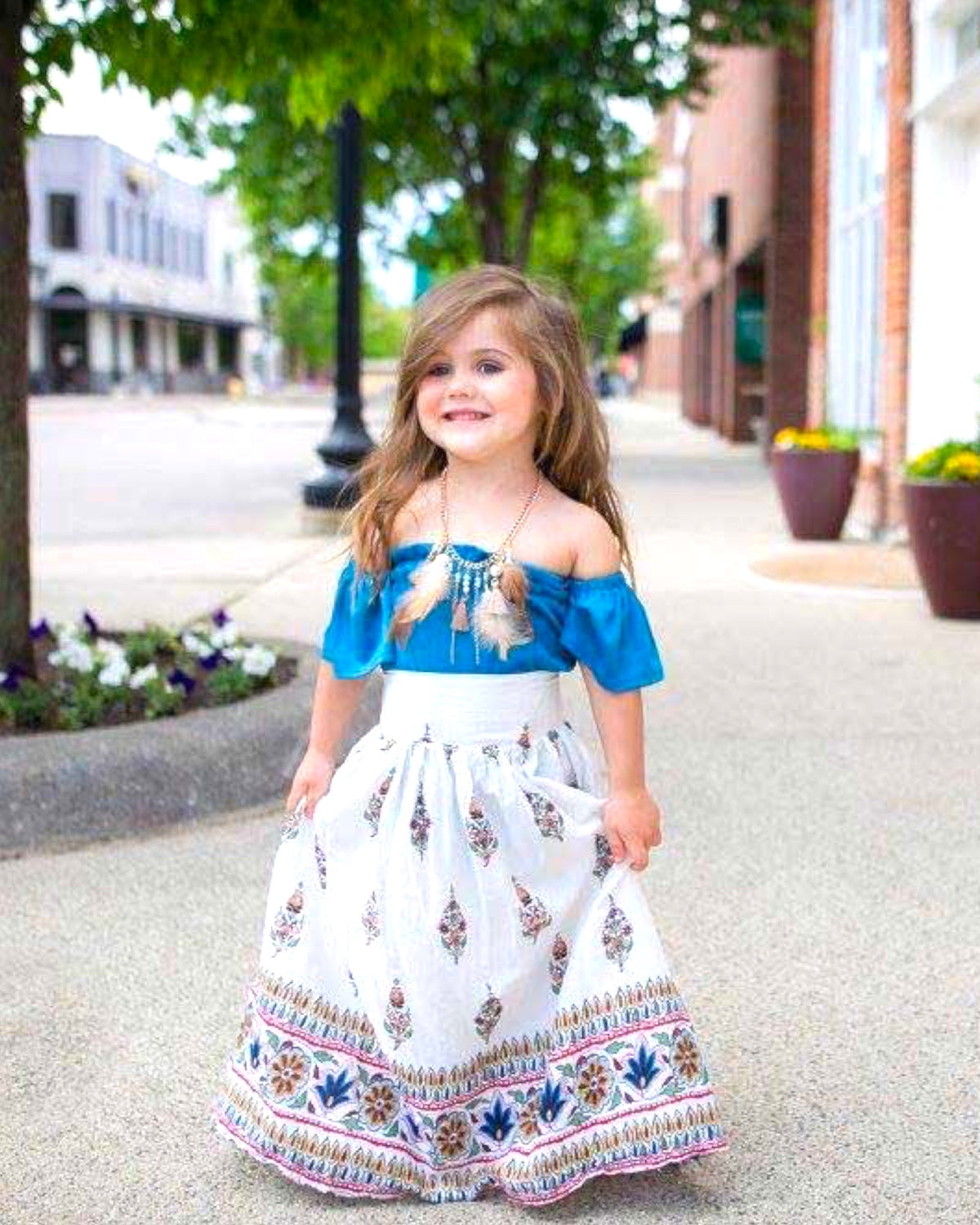 Bohemian Pleated Maxi Skirt